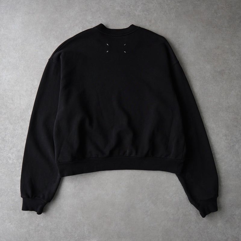 メゾンマルジェラ ロゴ 刺繍 ショート丈 スウェット ブラック