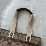 コーチ シグネチャー キャンバス トートバッグ ハンドバッグ ベージュ - NEWSED