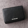 Balenciaga 徽标皮革三折钱包（黑色）