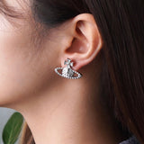 ヴィヴィアン ウエストウッド オーブ ラインストーン シルバー ピアス 箱付き - NEWSED