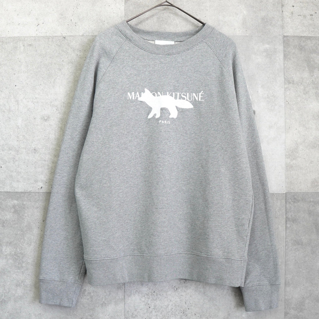 Maison Kitsune fox embroidered sweatshirt in grey