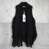 MM6 Maison Margiela Ruffle Sheer Sleeveless Blouse in Black, Unused with Tags, Women's