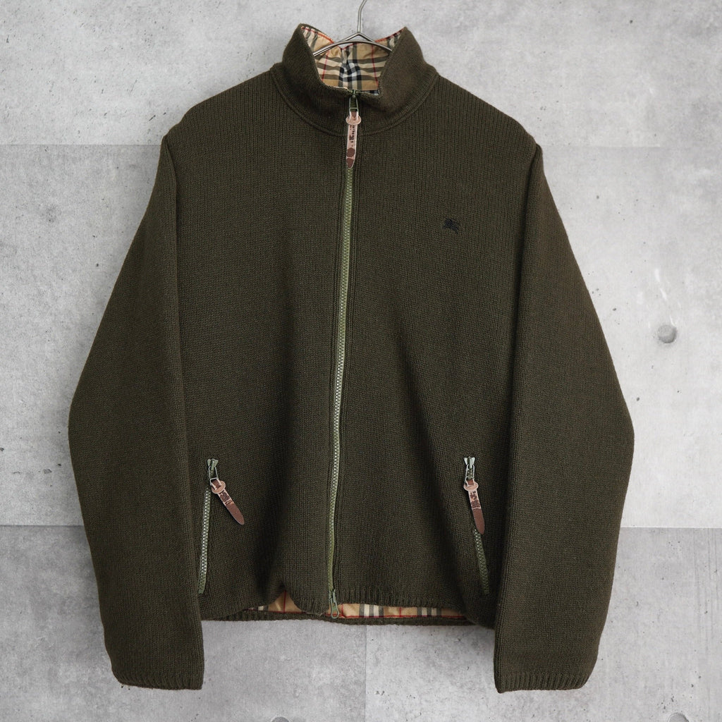 バーバリー ブルーレーベル フリースジャケット ノバチェック裏地 カーキ