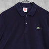 Lacoste 海军蓝绒面徽标短袖 Polo 衫