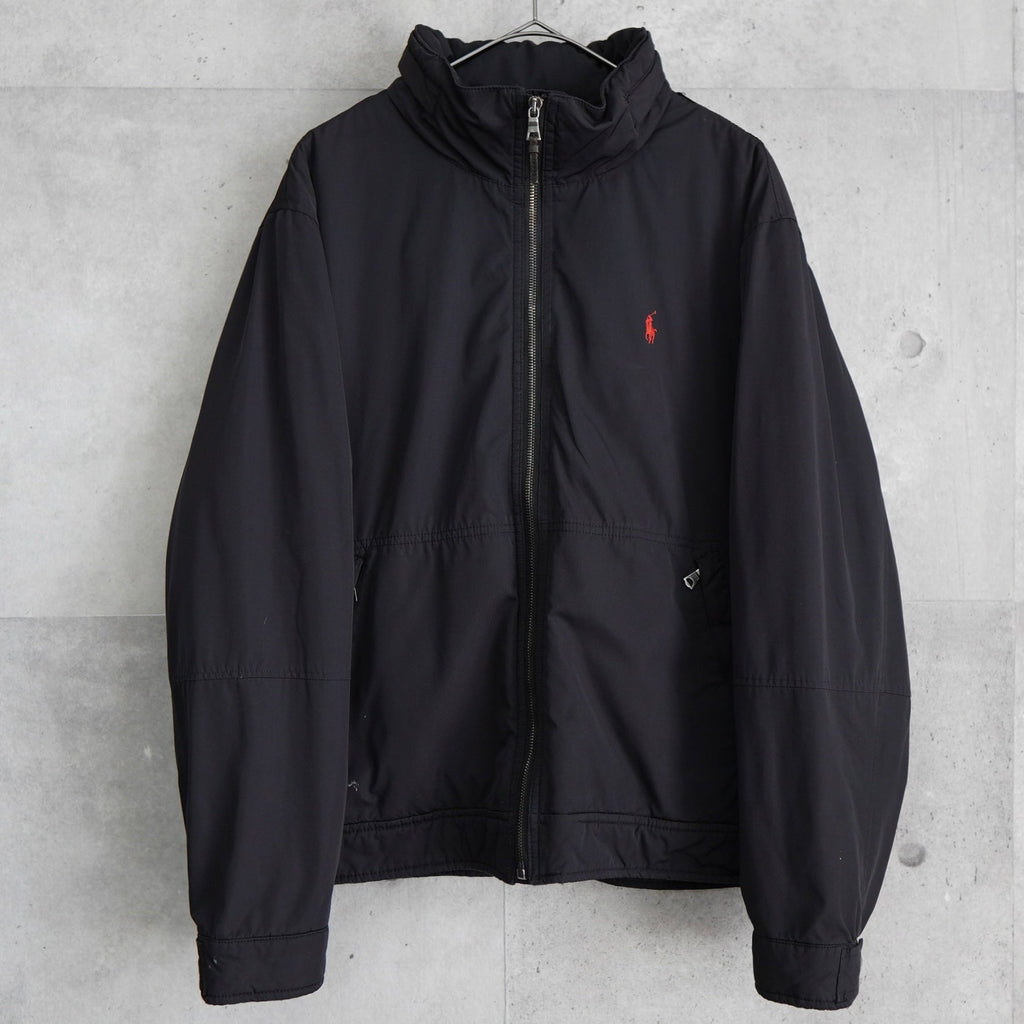 ポロ バイ ラルフローレン ナイロンジャケット フリース裏地 ロゴ刺繍 ブラック