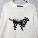 ポロ ラルフローレン ヴィンテージ 犬 ドッグ コットン ハンド ニット アイボリー - NEWSED
