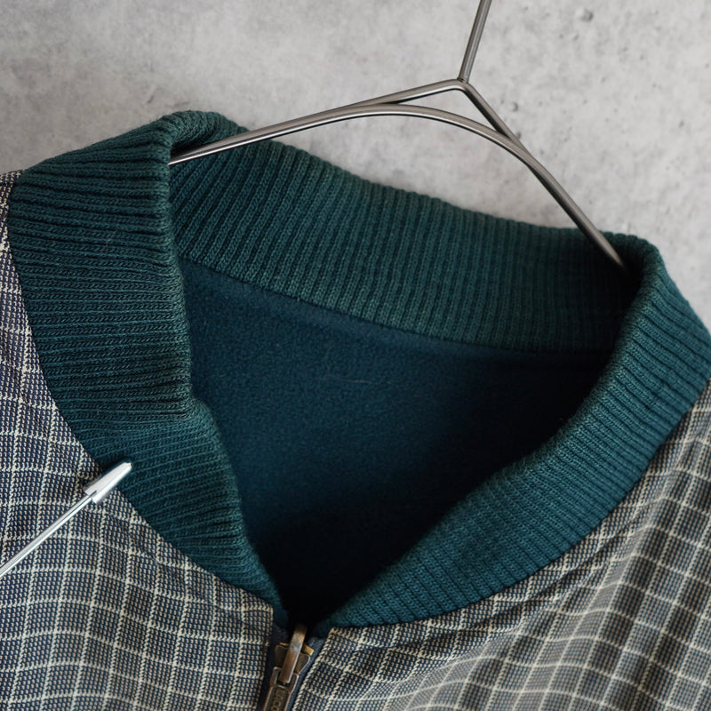 ラコステ リバーシブル ブルゾン スタジャン ロゴパッチ チェック柄 グリーン/カーキ - NEWSED