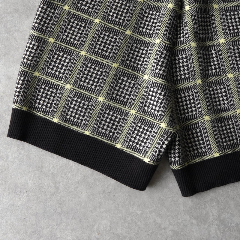 アルマーニ エクスチェンジ 千鳥格子柄 ニット セットアップ カーディガン ショートパンツ レディース グレー - NEWSED