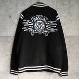 ステューシー ロゴ バーシティ ジャケット スタジャン ブラック - NEWSED