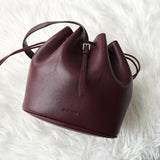 ジルサンダー ドローストリング レザー 巾着バッグ ハンドバッグ ボルドー - NEWSED