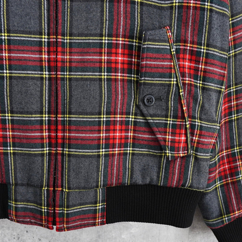 フレッドペリー リバーシブル ロゴ 刺繍 チェック柄 キルティングジャケット ブルゾン カーキ / グレー - NEWSED