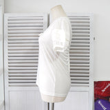 ソニア リキエル ドッキング レースアップ 袖フリル 半袖トップス ブラウス ホワイト - NEWSED