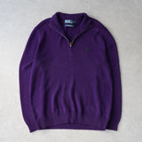 ポロ ラルフローレン ハーフジップ ニット ロゴ刺繍 パープル
