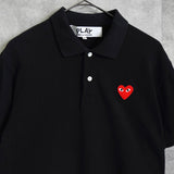 プレイ コムデギャルソン ハート ロゴ 半袖ポロシャツ ブラック - NEWSED
