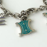 セリーヌ ヴィンテージ トリオンフ ロゴ ラインストーン チェーン ブレスレット シルバー - NEWSED