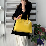 プラダ サフィアーノレザー ハンドバッグ 自立型 三角プレート イエロー - NEWSED