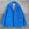 Doublet Painted No-Button Boa Jacket Blouson Blue