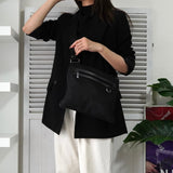 プラダ ポコノ テスートナイロン / サフィアーノレザー トライアングルロゴ ショルダーバッグ ブラック - NEWSED