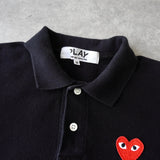 プレイ コムデギャルソン ハートロゴ 半袖ポロシャツ ブラック - NEWSED