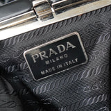 プラダ レザー がま口 プラスチックチェーン ミニハンドバッグ ブラック - NEWSED
