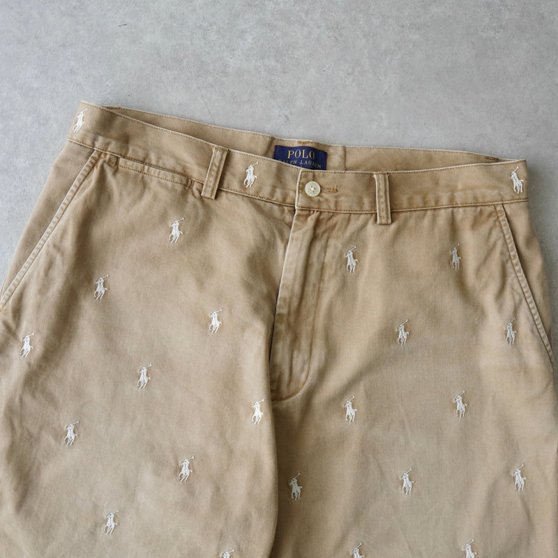 ポロ ラルフローレン スモールポニー ロゴ 総柄 ショートパンツ ハーフパンツ ベージュ - NEWSED