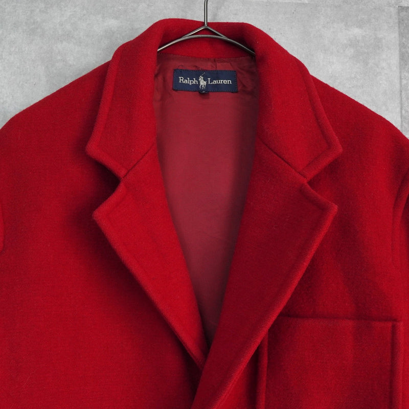 ポロ ラルフローレン ウールコート チェスターコート レディース レッド - NEWSED