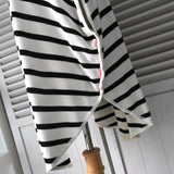 エムエムシックス メゾンマルジェラ ボートネック ボーダー ノースリーブ ポンチョ ケープ カットソー ブラック / ホワイト レディース - NEWSED