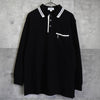 Yves Saint Laurent 复古徽标黑色长袖 Polo 衫
