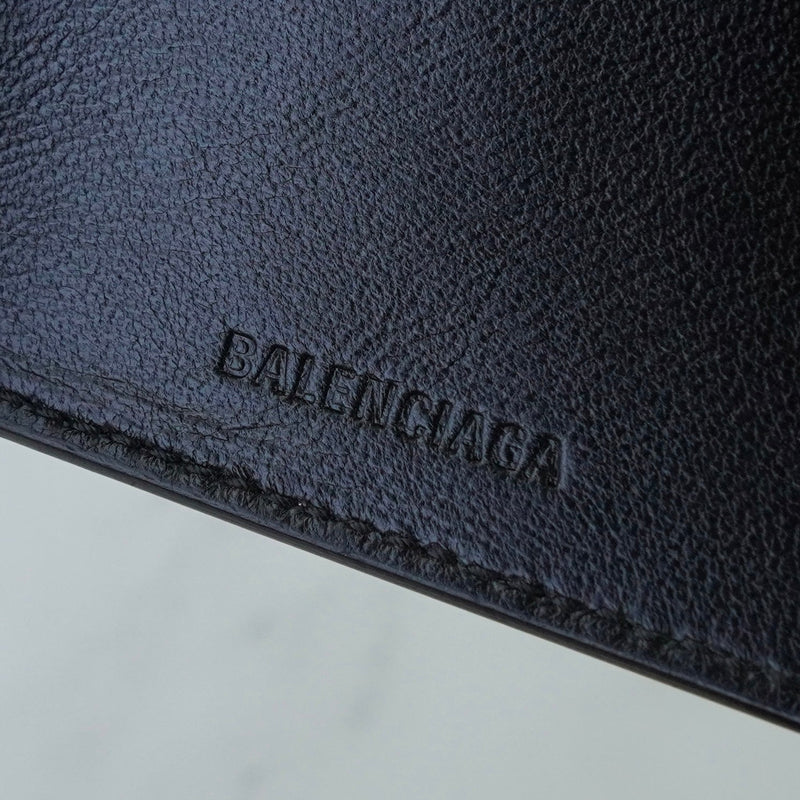 バレンシアガ エブリディ レザー 三つ折り財布 コンパクトウォレット ブラック - NEWSED