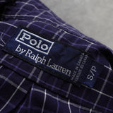 ポロ ラルフローレン ロゴ 刺繍 チェック柄 半袖シャツ ネイビー - NEWSED