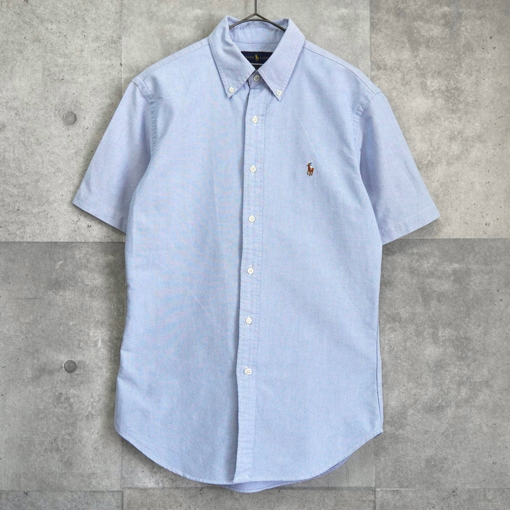 Ralph Lauren 徽标短袖牛津衬衫（萨克斯蓝色）