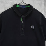 フレッドペリー ロゴ刺繍 半袖ポロシャツ ブラック × グリーン - NEWSED
