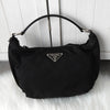 プラダ ポコノ テスート ナイロン サフィアーノ レザー ハンドバッグ ワンハンドル 三角プレート ブラック