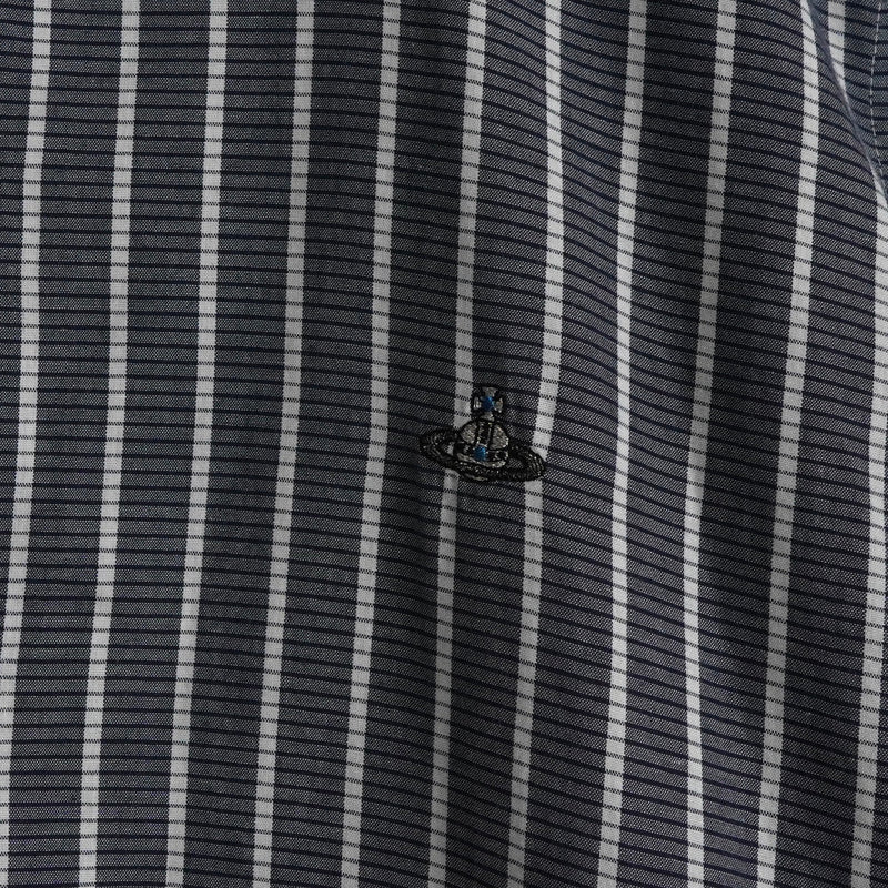 ヴィヴィアン ウエストウッド オーブ ストライプ柄 長袖シャツ クレリックシャツ ブルー - NEWSED