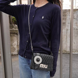 ミュウミュウ マテラッセ ビジュー レザー チェーン ショルダーバッグ ブラック - NEWSED