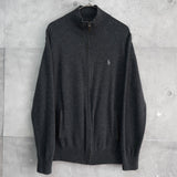 ポロ ラルフローレン フルジップ ドライバーズ ニット スモールポニー グレー - NEWSED