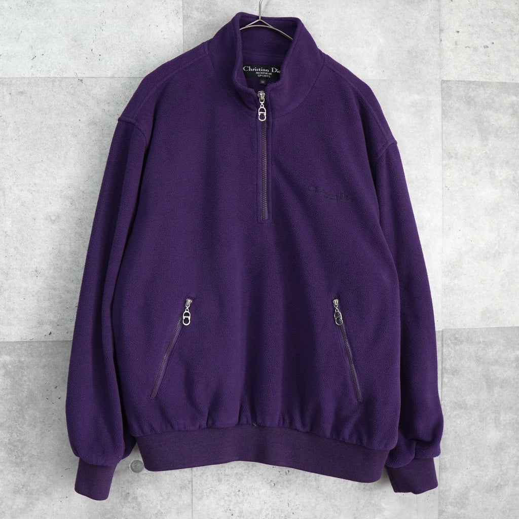 Christian Dior Vintage Logo 半拉链羊毛衫 紫色