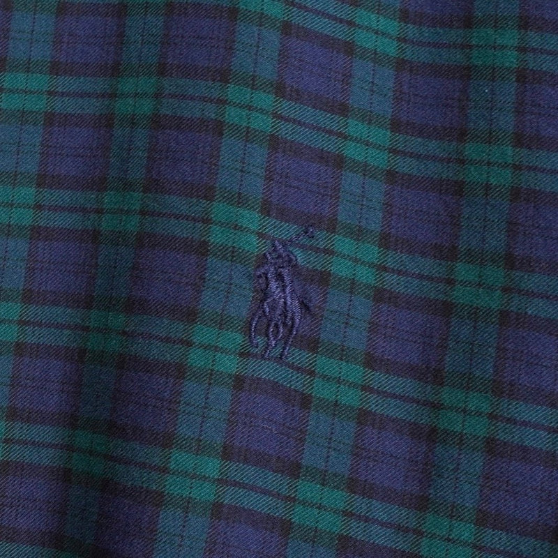 ポロ ラルフローレン ロゴ 刺繍 チェック柄 長袖シャツ グリーン - NEWSED