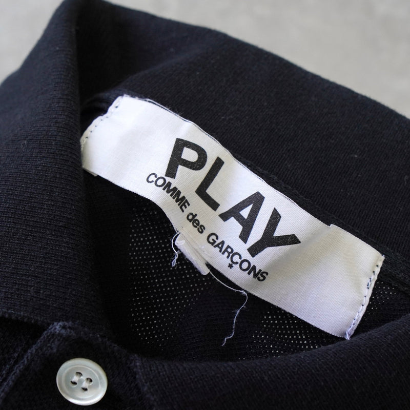 プレイ コムデギャルソン ハート ロゴ 半袖ポロシャツ ブラック - NEWSED