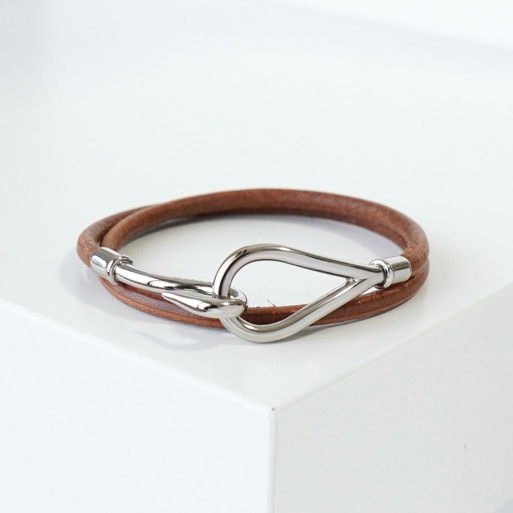 エルメス ジャンボブレス レザー シルバー / ブラウン