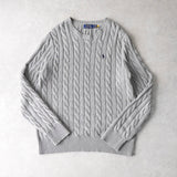 ポロ ラルフローレン ロゴ 刺繍 ケーブルニット グレー - NEWSED