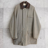 バーバリー フェイクレイヤード レザー襟 ハーフコート ハンティングジャケット ライナー付き グレーカーキ/ブラウン - NEWSED