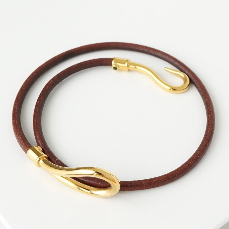 エルメス レザー ジャンボ チョーカー ブレスレットブラウン 箱付き - NEWSED
