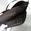 Fendi Mamma Bucket Zucchino Double Flap Nylon Canvas One Shoulder Bag Brown