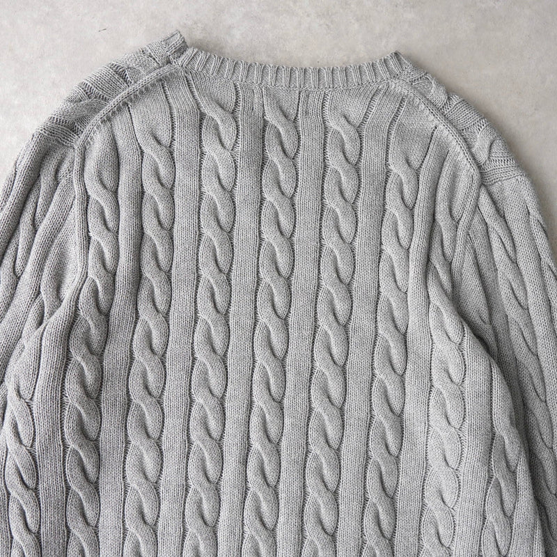 ポロ ラルフローレン ロゴ 刺繍 ケーブルニット グレー - NEWSED