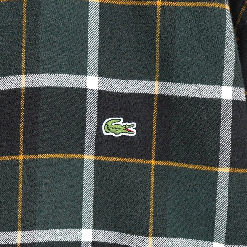 ラコステ チェック柄 ロゴ刺繍 長袖シャツ グリーン - NEWSED