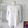 Courreges Square Neck Ruffle 3/4 Length Tunic Cut and Sewn in White