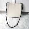 Jil Sander Tangle 中号帆布皮革单肩包 Pochette 象牙色 / 黑色
