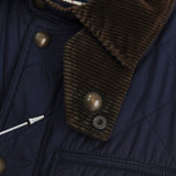 ポロ ラルフローレン スエード切り替え コーデュロイ襟 キルティングジャケット ネイビー - NEWSED