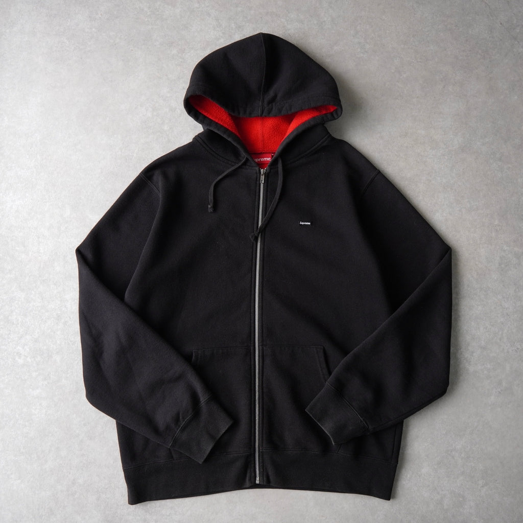シュプリーム スモール ボックスロゴ ジップアップ フーディー パーカー 裏起毛 ブラック